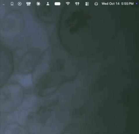 The Library menu opening and closing from the menu bar